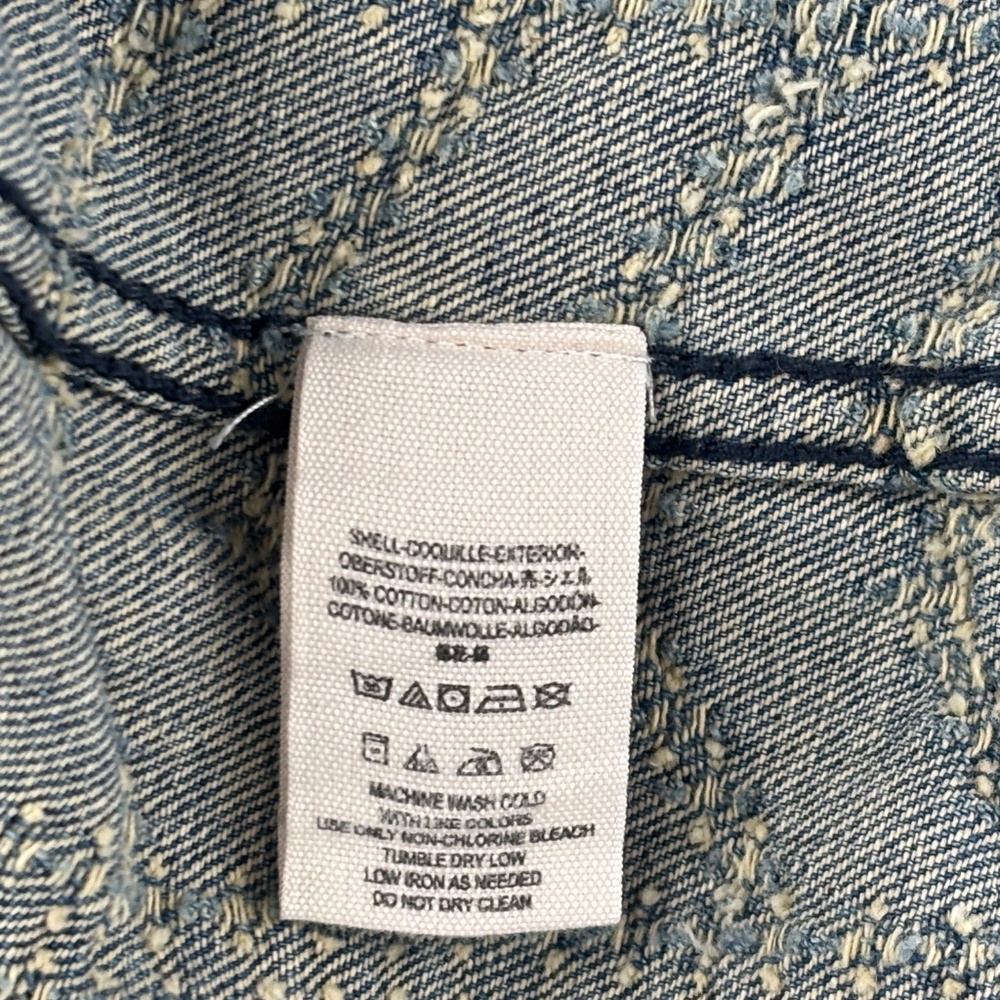 FREE PEOPLE Asymmetrical Denim JEAN Jacket Blue Distressed zipper detail Size 8 - Picture 5 of 7